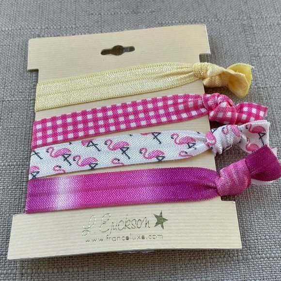 L. Erickson Women Hair Pony Tail Multi Color Hair Tie France Luxe Set Of 4 - Picture 8 of 8